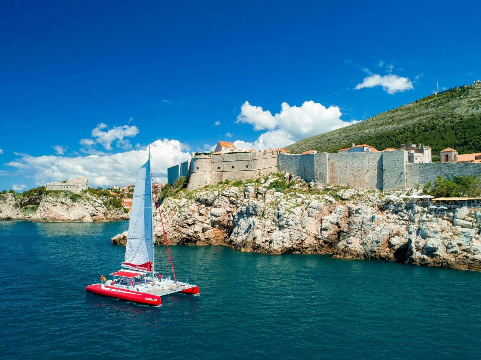 catamaran aerial shot Lovrijenac Dubrovnik Seagull 30