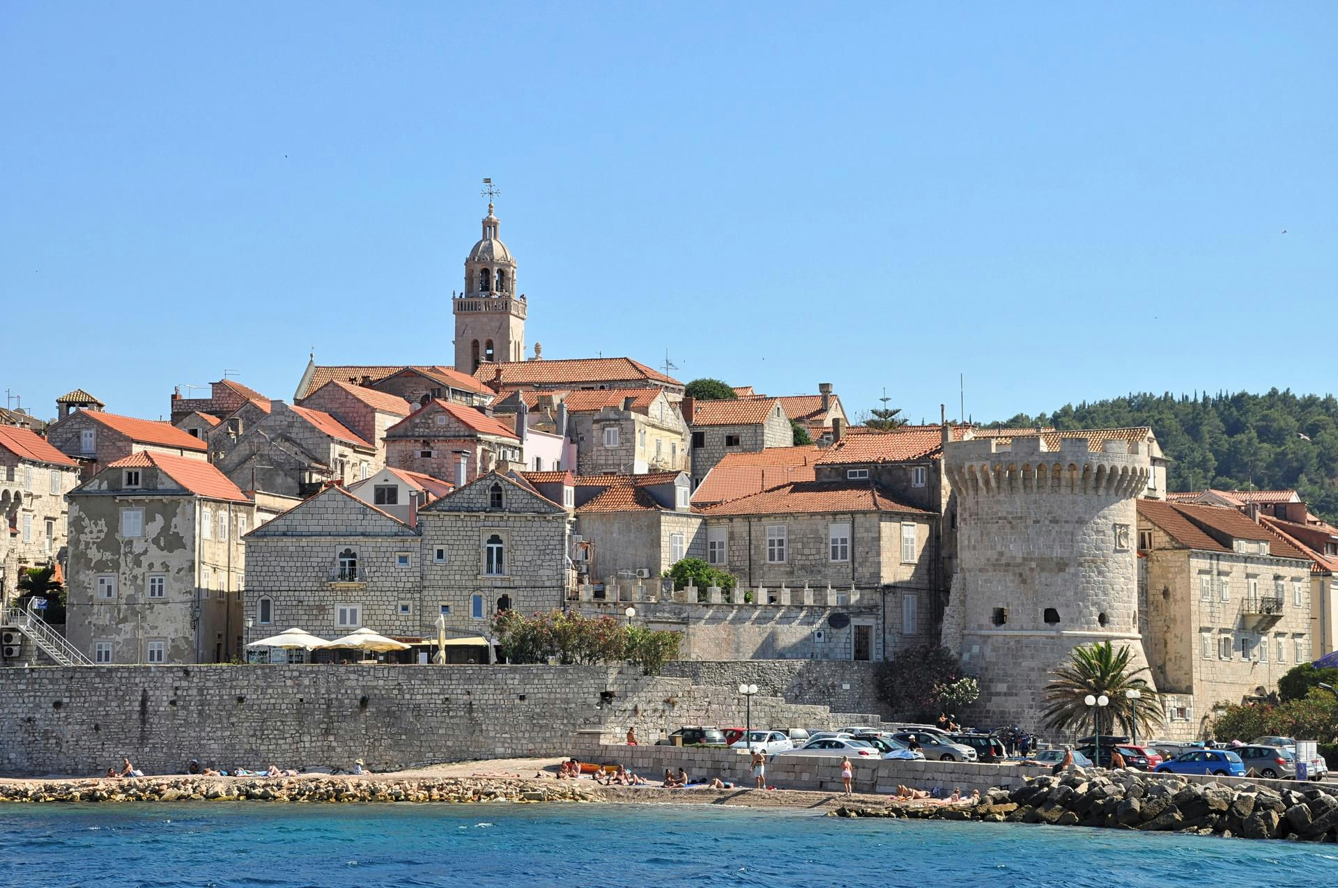 korcula city walls from the sea