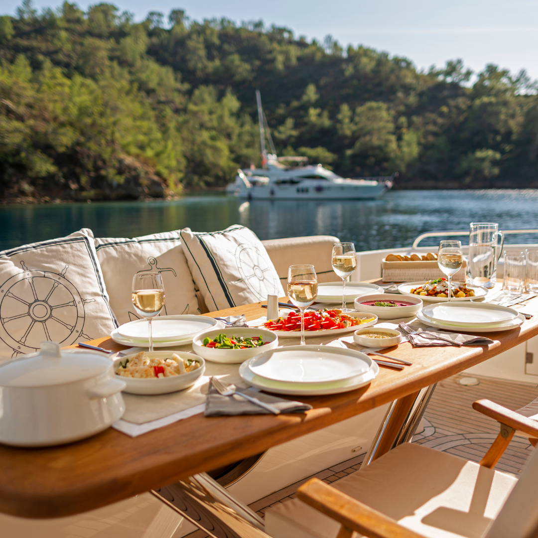 luxury lunch on a yacht