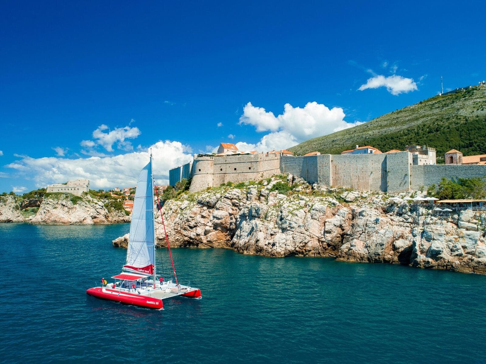 catamaran aerial shot Lovrijenac Dubrovnik Seagull 30
